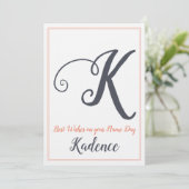 Naam Dag Sint-Dag Brief K Monogram Kaart (Staand voorkant)