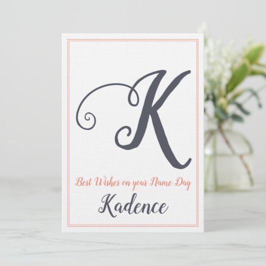Naam Dag Sint-Dag Brief K Monogram Kaart (Staand voorkant)