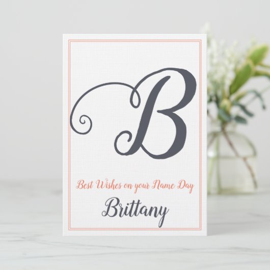 Naam Dag Sint-Dag Monogram B Kaart (Staand voorkant)