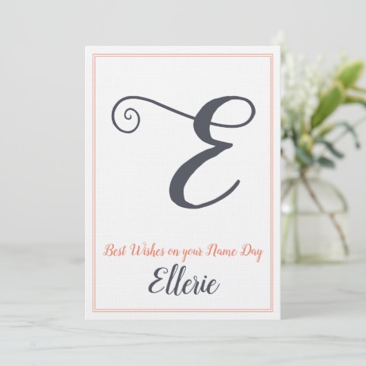 Naam Dag Sint Sint Dag Brief E Monogram Kaart (Staand voorkant)