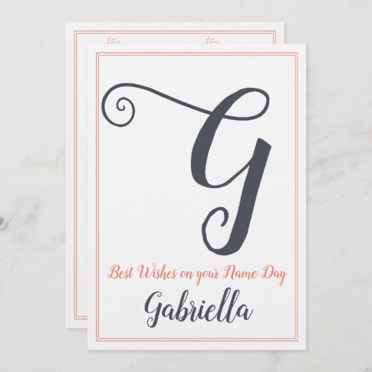 Naam Dag Sint Sint Dag Brief G Monogram Kaart (Voorkant / Achterkant)