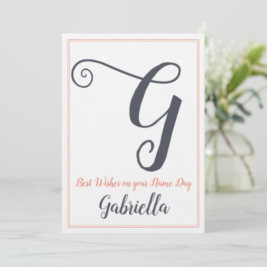 Naam Dag Sint Sint Dag Brief G Monogram Kaart (Staand voorkant)