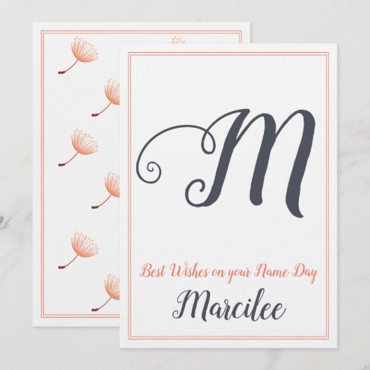 Naam Dag Sint Sint-Dag Brief M Monogram Kaart (Voorkant / Achterkant)