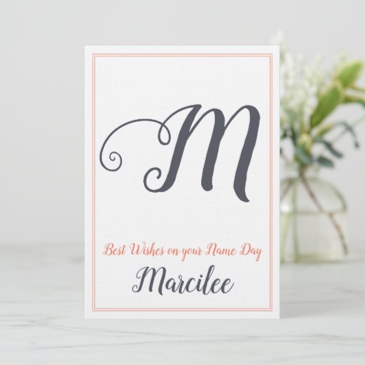 Naam Dag Sint Sint-Dag Brief M Monogram Kaart (Staand voorkant)