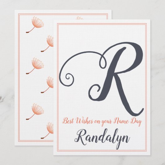 Naam Dag Sint Sint Dag Letter R Monogram Kaart (Voorkant / Achterkant)