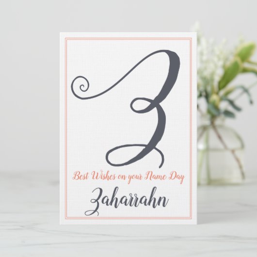 Naam Dag Sint Sint Dag Letter Z Monogram Kaart (Staand voorkant)