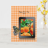 Naam Dag vlinder op elektronisch tablet Kaart (Gele Bloem)