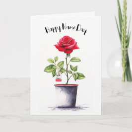 Naam Dag Waterverf Rode RozenStruik Kaart