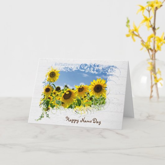 Naam Dag Zonnebloem Kaart (Gele Bloem)