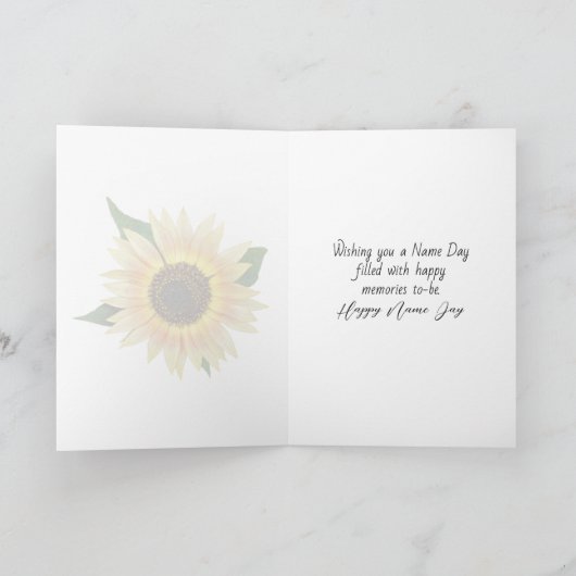 Naam Dag Zonnebloemen op Brick Kaart (Binnen)