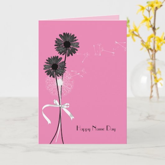 Naam Dag zwarte mazen en dandelion Kaart (Gele Bloem)