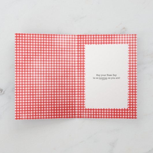 Naam Dagrag pop en madeliefje bouquet Kaart (Binnen)