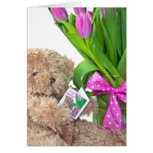 Naam Dagteddybeer met tulpen