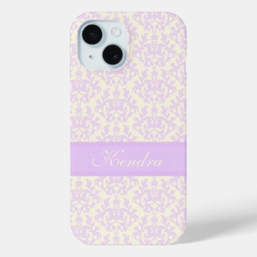 Naam damask light paars & crème Case-Mate iPhone case (Achterkant)