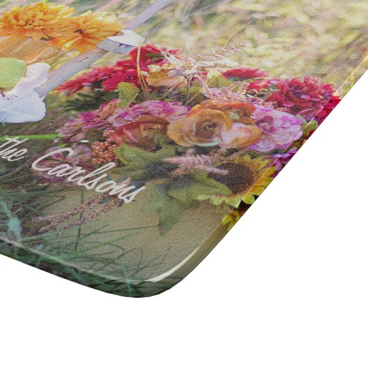 Naam Dankbaar Herfst Wildflowers Klein Glas Snijplank (Hoek)