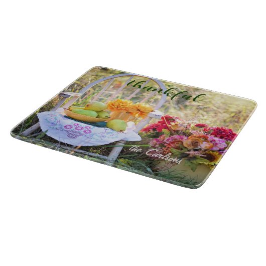 Naam Dankbaar Herfst Wildflowers Klein Glas Snijplank (Hoek)