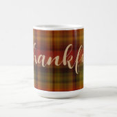 Naam & Dankbaar op Plaid Patroon 15oz Herfst Mok (Center)