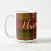 Naam & Dankbaar op Plaid Patroon 15oz Herfst Mok (Links)