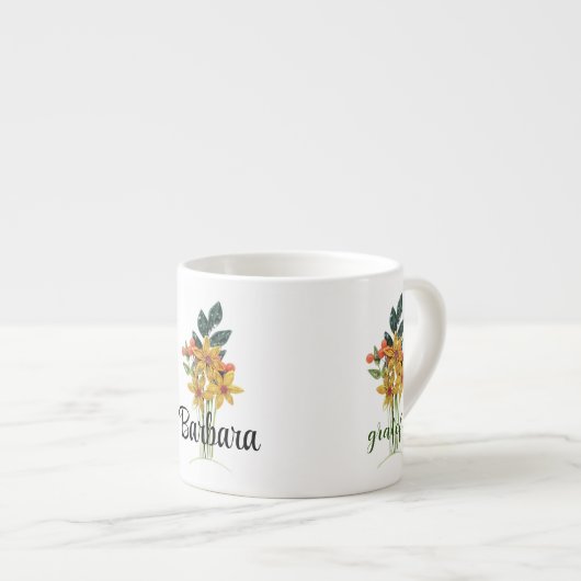 Naam, dankbare Quilled Autumn Flowers 6oz Keepsake Espresso Kop (Voorkant rechts)