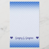 Naam; Dark Blue en Lighter Blue Stripes Pattern Briefpapier (Voorkant)