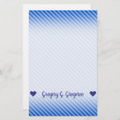 Naam; Dark Blue en Lighter Blue Stripes Pattern Briefpapier (Voorkant / Achterkant)