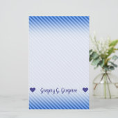 Naam; Dark Blue en Lighter Blue Stripes Pattern Briefpapier (Staand voorkant)