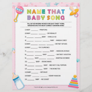 Naam dat Baby Song [Baby Basics Pink] Briefhoofd