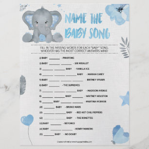 Naam dat Baby Song [Baby olifant [blauw]] Briefhoofd