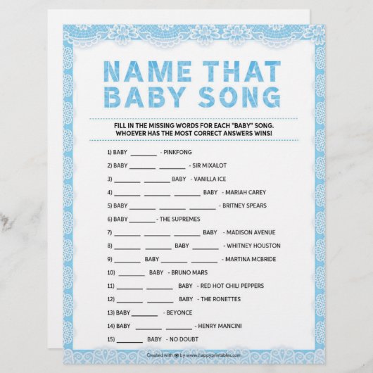 Naam dat Baby Song [Luxury Lace [Blue]] Briefhoofd (Voorkant / Achterkant)