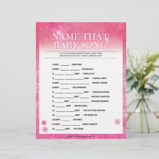 Naam dat Baby Song [Snowy Pink] Briefhoofd (Staand voorkant)
