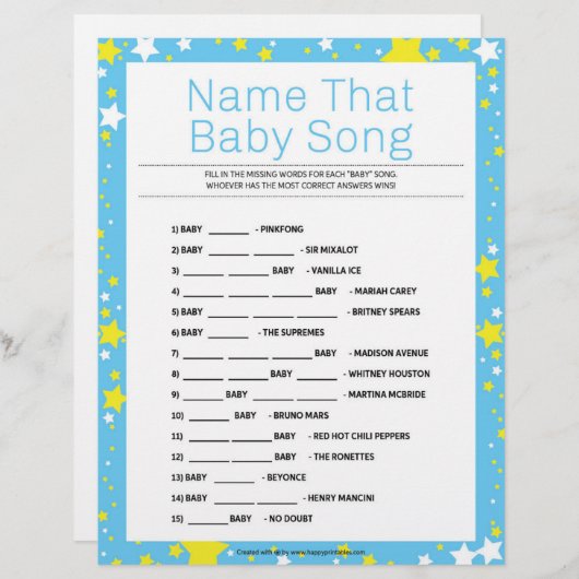 Naam dat Baby Song [Sterrennacht Blue] Briefhoofd (Voorkant / Achterkant)