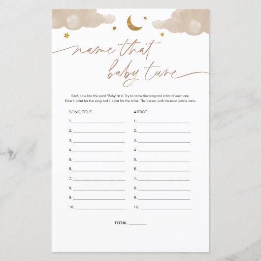 Naam dat Baby Tune Twinkle Star Baby shower Game (Voorkant)