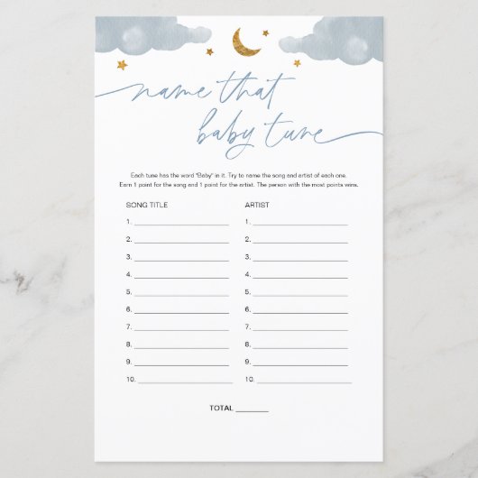 Naam dat Baby Tune Twinkle Star Baby shower Game (Voorkant)