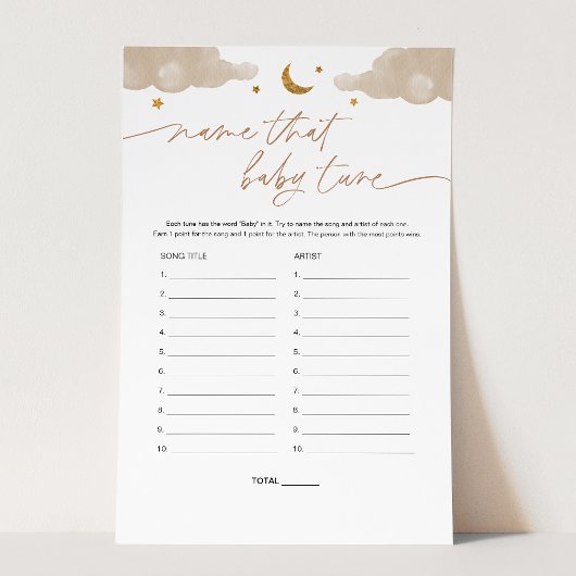 Naam dat Baby Tune Twinkle Star Baby shower Game