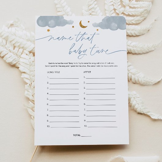 Naam dat Baby Tune Twinkle Star Baby shower Game Kaart