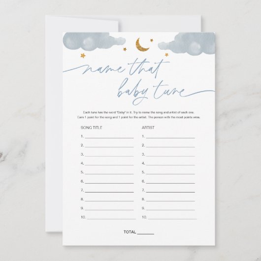 Naam dat Baby Tune Twinkle Star Baby shower Game Kaart (Voorkant)