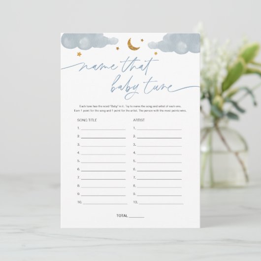 Naam dat Baby Tune Twinkle Star Baby shower Game Kaart (Staand voorkant)