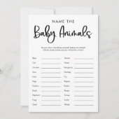 Naam dat babydieren het baby shower wild minimalis kaart (Voorkant)