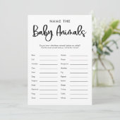 Naam dat babydieren het baby shower wild minimalis kaart (Staand voorkant)