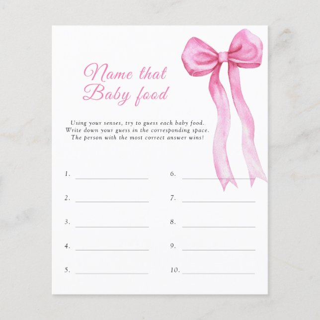 Naam dat babyvoedsel-spel voor de babyshower - roz (Voorkant)