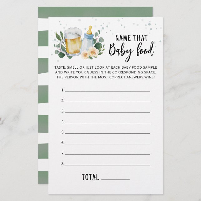 Naam dat de Baby Food Game Greenery-Baby breekt (Voorkant / Achterkant)