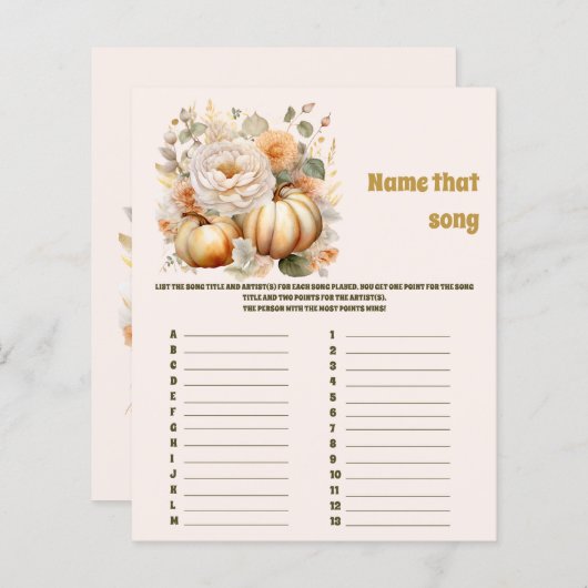 Naam dat nummer Baby shower Game (Voorkant / Achterkant)