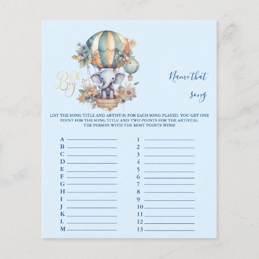 Naam dat nummer Baby shower Game (Voorkant)