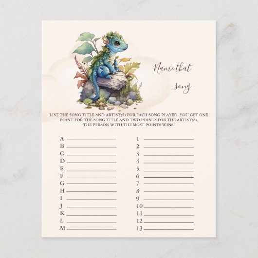 Naam dat nummer Baby shower Game (Voorkant)