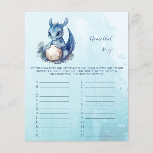 Naam dat nummer Baby shower Game (Voorkant)