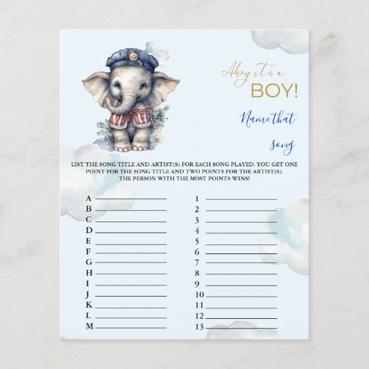 Naam dat nummer Baby shower Game (Voorkant)