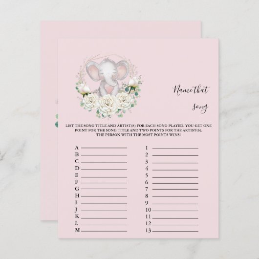 Naam dat nummer Baby shower Game (Voorkant / Achterkant)