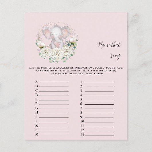 Naam dat nummer Baby shower Game (Voorkant)