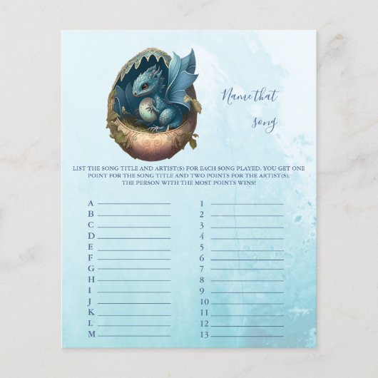 Naam dat nummer Baby shower Game (Voorkant)