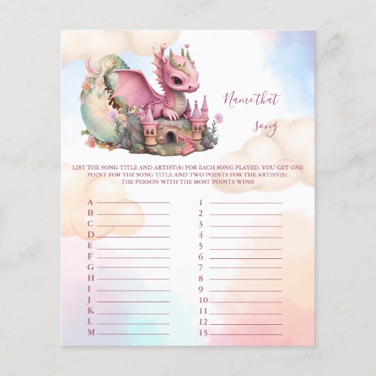 Naam dat nummer Baby shower Game (Voorkant)